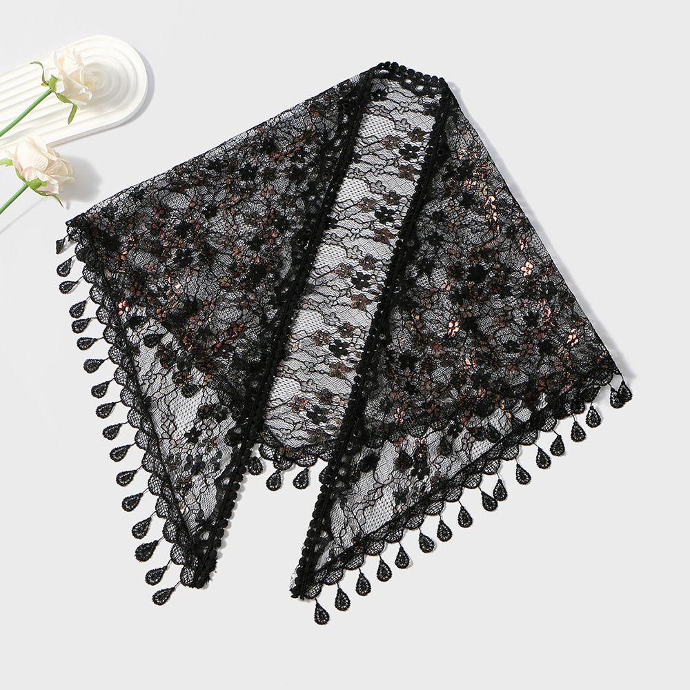 Vintage Lace Flower Hair Scarf Shawl Cute Triangle Head Scarf Bandanas for Women  Photography