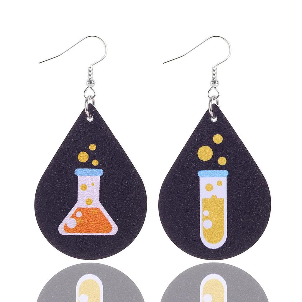 Teacher's Day Apple Pencil & Rocket Book Earrings with School Elements