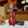 Mini Violin Model Ornament Dollhouse Decor Gifts Photography Props Accessories Miniature Violin for Christmas Desktop Home Decor