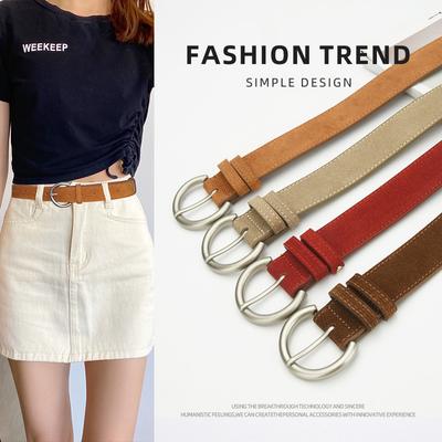 Four Seasons Available Belt Women'S Sandalwood Needle Buckle Jeans Dress Belt Versatile Decorative High End Retro Art Belt