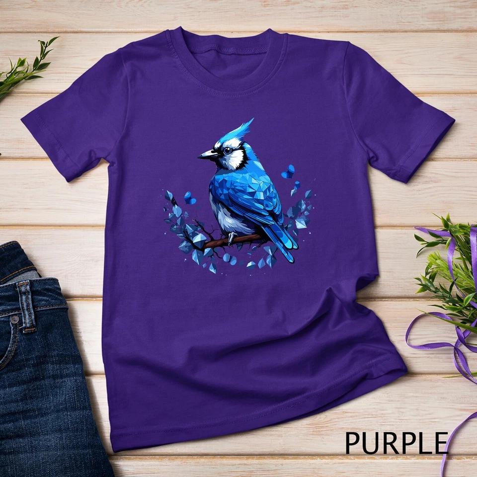 Blue Jay Geometric Patten Art,Cute Blue Jay Bird Lover Tee Unisex T-shirt 10 S