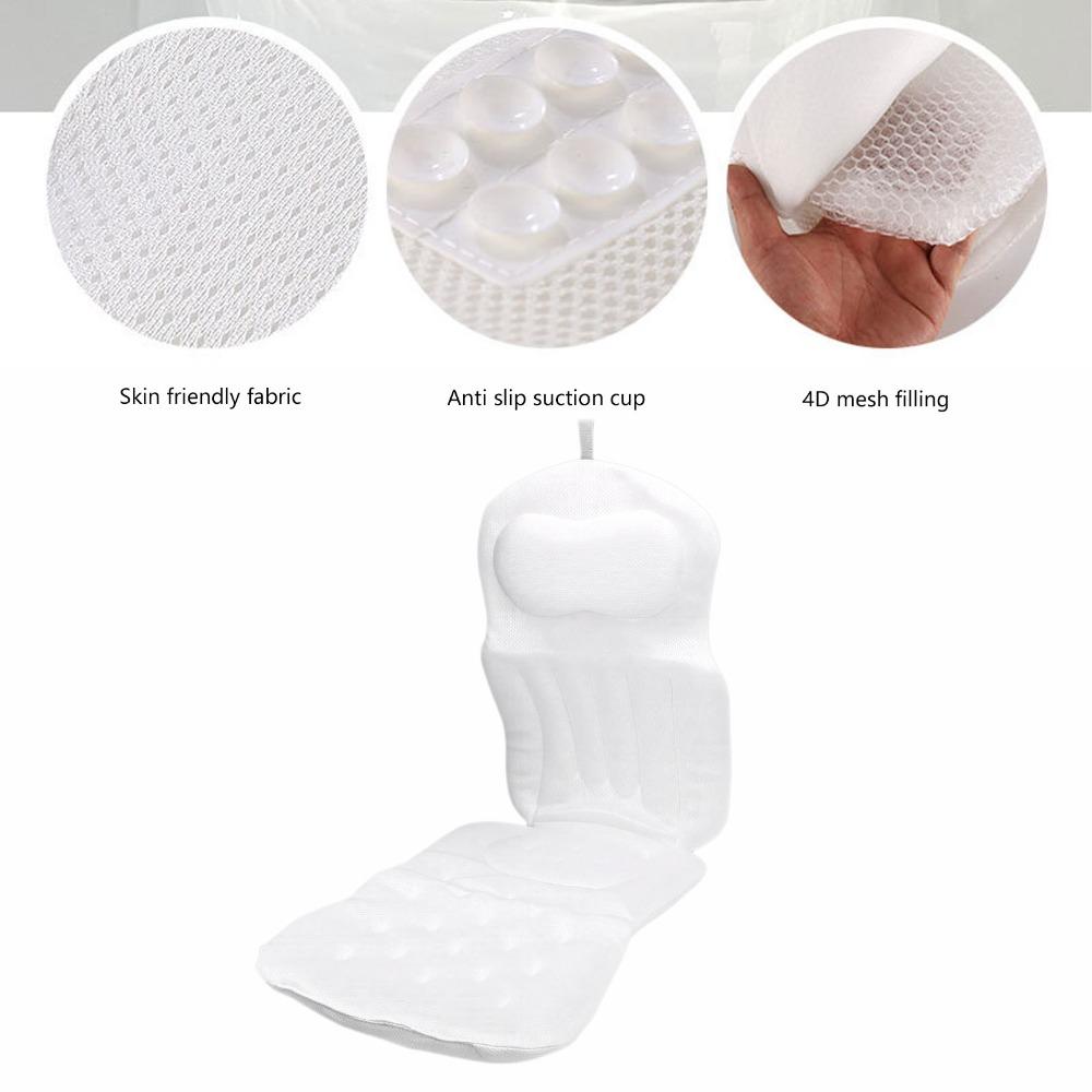 Cuscino Bianco per Vasca da Bagno con Ventose Cuscino per Vasca da Bagno Supporto per Testa Collo Schiena