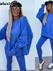 New Spring Outwear Women's Fashion Loose Fit Leggings Set with Oversized Sweatshirt Two Piece Outfit