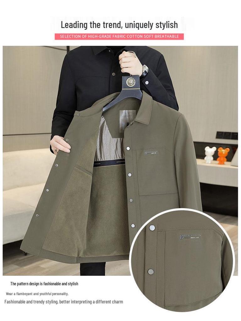 Modische Mitteldicke Revers-Top-Jacke für Herren - Warmes Plus Samt für Herbst/Winter
