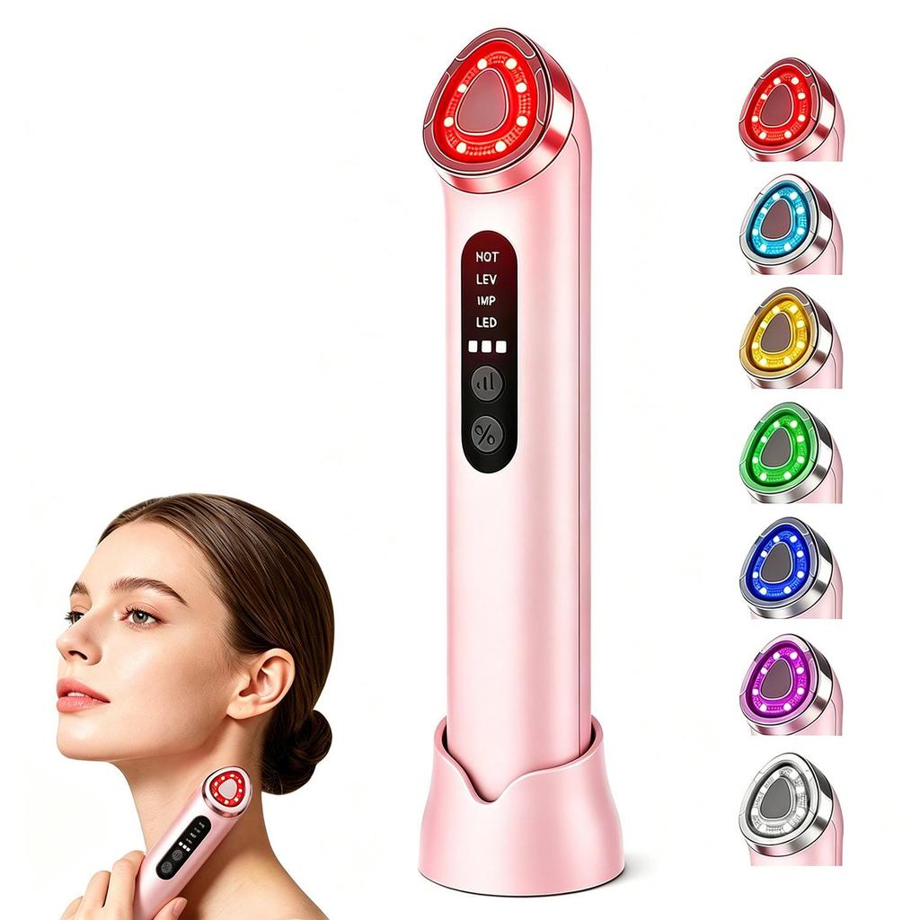 7-Color Light Electronic Beauty Device: Vibration & Heat for Face, Neck, and Eyes