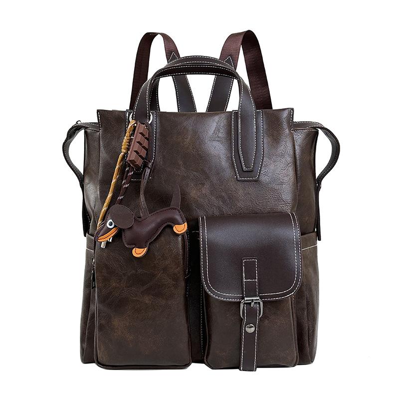 Schoolbag Fashion Women's Backpack Niche Design Shoulder Bag Multi-purpose Versatile Casual Simple Retro Bag Women