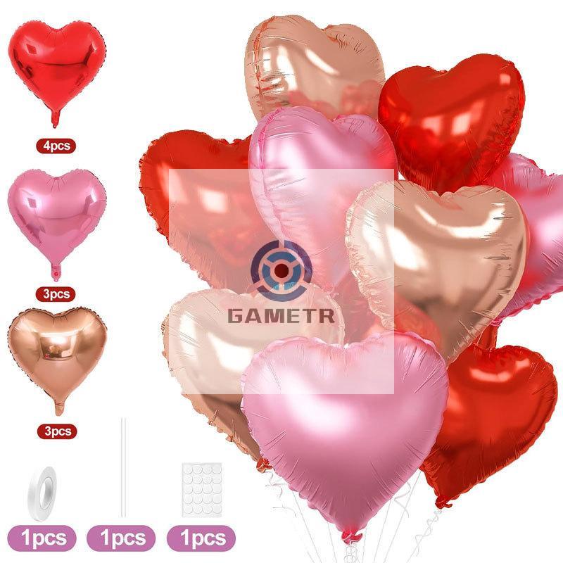 10PCS 18 Inches Large Foil Red Heart Shaped Balloons For Valentine's Day Wedding Shower Anniversary Engagement Decoration