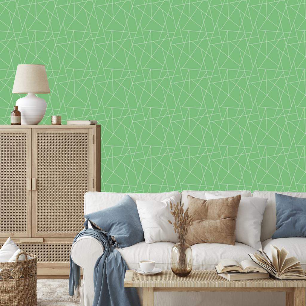 Wallpaper Geometric Pattern Green, Green Center 50x1000
