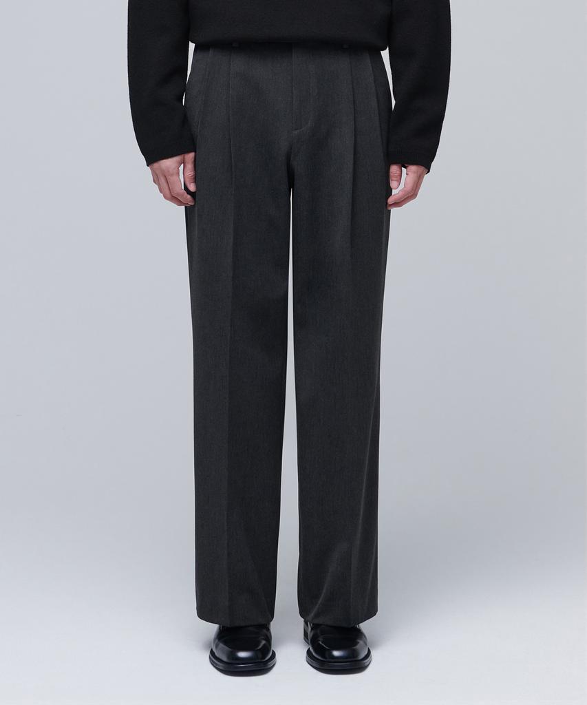 Musinsa Standard Heavyweight Fleece-Lined Real Wide Hidden Elastic Waist Slacks [Charcoal Gray]