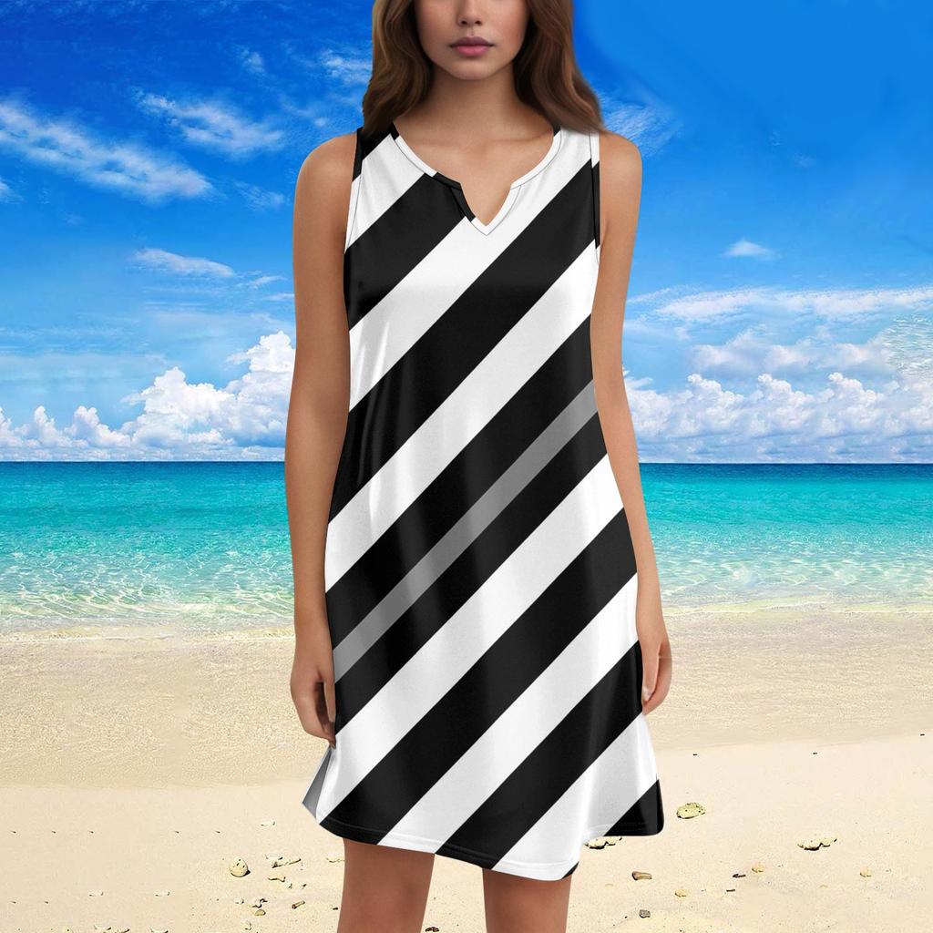 Women's Fashion Plaid Print V-Neck Camisole Dress