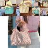 Stylish Korean Floral Print Canvas Tote Bag For Spring Summer With Large Capacity And Soft Design Ideal For Beach And Vacation Activities