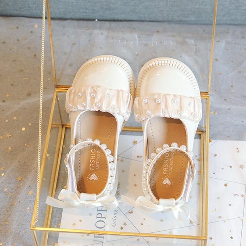 

весна новая кожаная обувь для девочек на мягкой подошве детская обувь модные туфли Мэри Джейн одинарная обувь для девочек противоскользящие туфли принцессы для девочек 26lnsole15.8cm бежевый