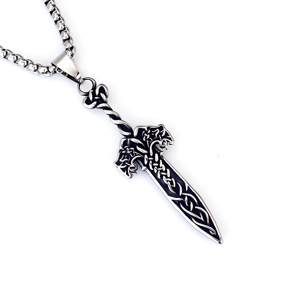 Hip Hop Chinese Dragon Embossed Round Pendant Necklace for Men and Women - Titanium Stainless Steel.