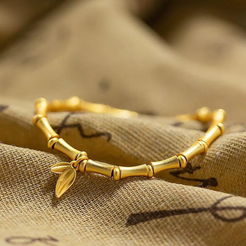 The ancient sand gold bamboo bracelet women's gold store has theThe new Chinese style will not fade for a long time