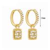 925 Silver Needle Square Pendant Hoop Earrings Vintage Gold Earrings For Women Shell Pendant Earring Fashion Jewelry Accessories