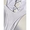 Women's White Halter One-Piece Swimsuit Crisscross Lace-Up Deep V High-Cut Bathing Suit