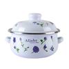 Porcelain Enameled Soup Pot with Lid, Thicken Double Ears Stew Pot, Instant Noodle Bowl, Induction Cooker Heating Pot for Home