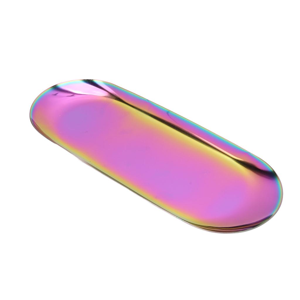 Oval Jewelry Tray Mirror Reflection Vacuum Plating Oval Decorative Tray Glossy Oval Nail Storage Tray for Jewelry