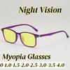 Anti Blue Light Night Vision Myopia Glasses New Vintage Square Near Sight Eyeglasses for Male and Female Eye Protection Diopter