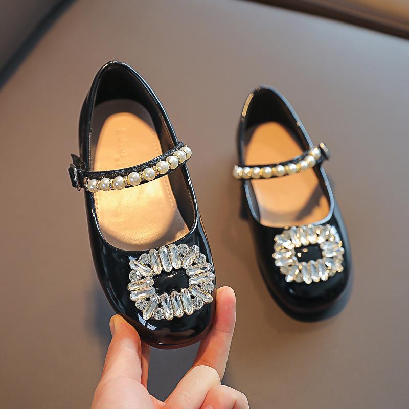 2026 spring baby girl small leather shoes soft sole girl rhinestone children's single shoes