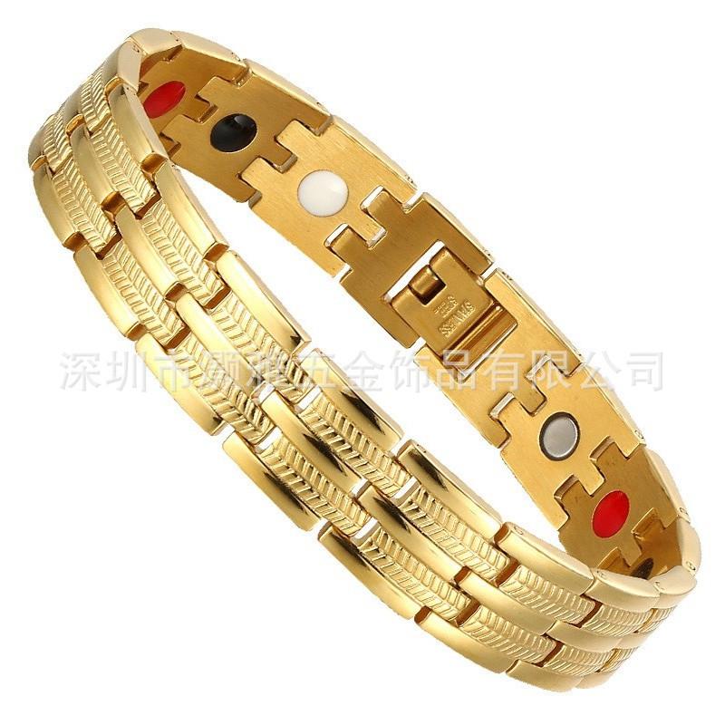Mens Titanium Steel Geometric Bracelet With Magnetic Therapy Elements Daily Wear Outdoor Activities