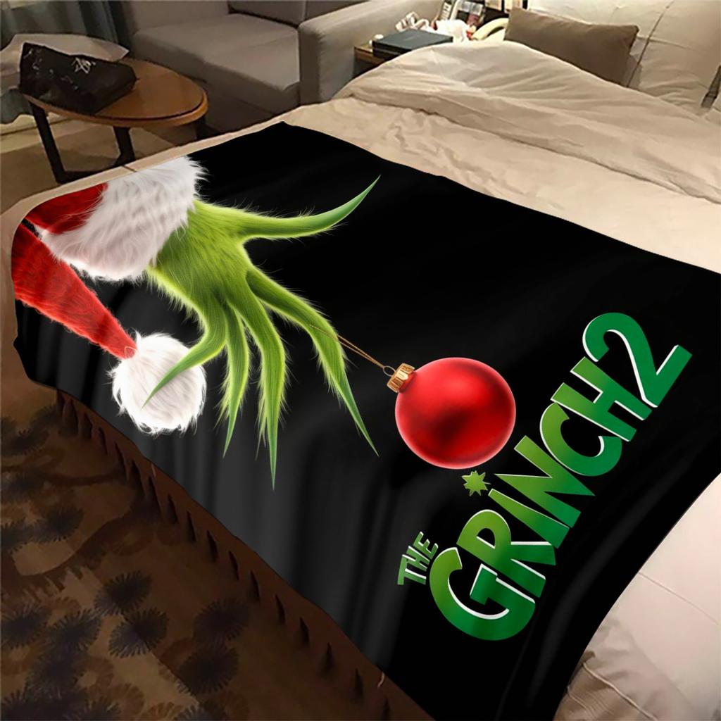 Christmas Gift Comedy Movie How the Grinch Stole Christmas Blanket Home Warming, Four Season Bed Decoration Sofa Cover Flannel Throwing Blanket K13