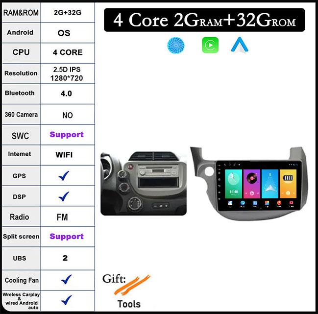 

10 lnch Android 14 для Honda Fit JAZZ 2007-2013 Автомобильная интеллектуальная система CarPlay Авто Радио 4G WIFI