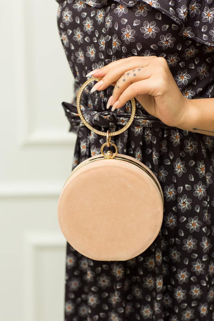 Women's Stylish and Useful Evening Dress Bag Bracelet Red Suede Evening Bag