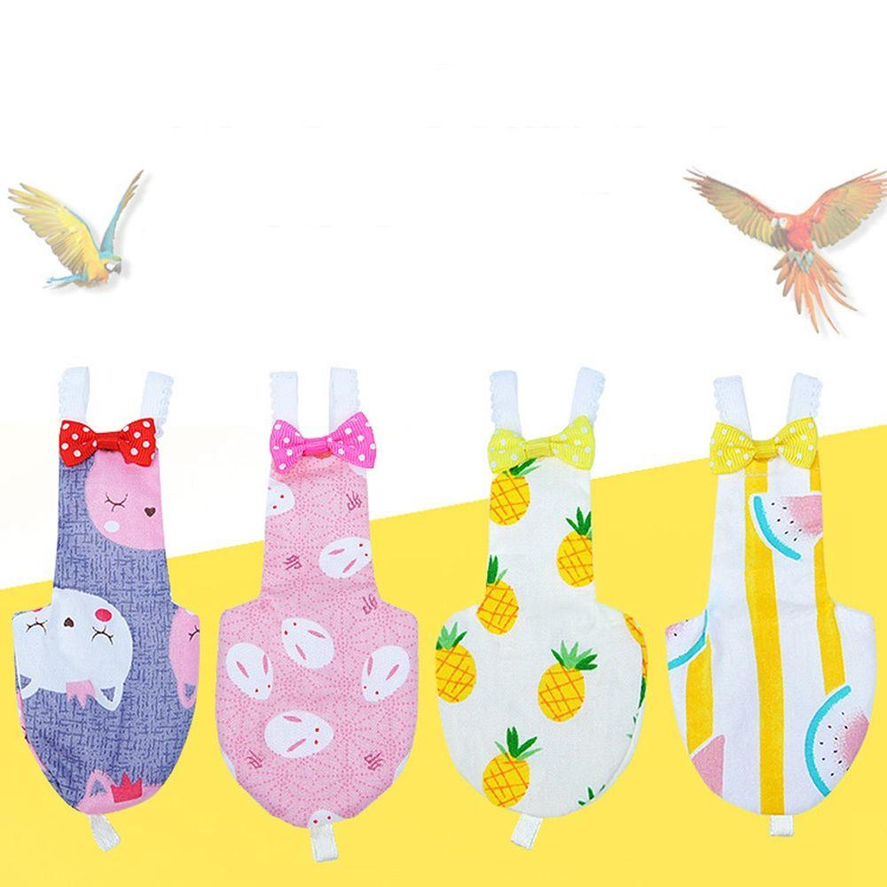 Lightweight Cotton Washable Floral Colorful with Bowtie Birds Flight Suit Pigeons Pants Pet Clothes Parrot Diaper