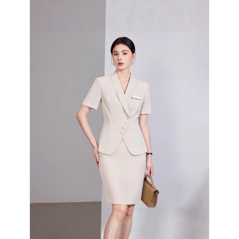 Elegant Women's Summer Suit: Professional Two-Piece Skirt Set for Salon Work