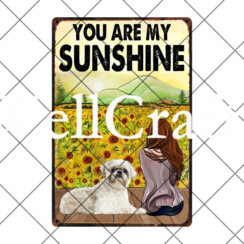 [ Wellcraft ] Pet Shih Tzu Dog You Are My Sunshine Beer Bath Shop Art Metal Tin Sign Wall Poster Iron Painting Pub D-14 20*30 CM
