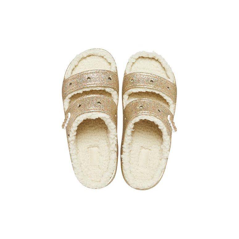 Crocs Classic Shiny Warm Fleece EVA Silent Slide Sandals Women Sandals Colorful 208124-93S