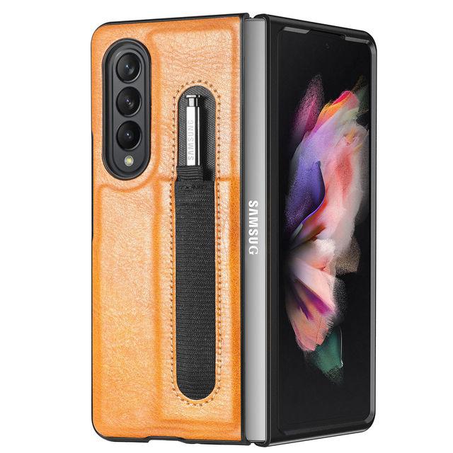 Wysokiej jakości skórzane etui do Samsunga Galaxy Z Fold 4 Smukła konstrukcja z uchwytem na długopis Pokrowiec zabezpieczający przed upadkiem do Galaxy Z Fold 3