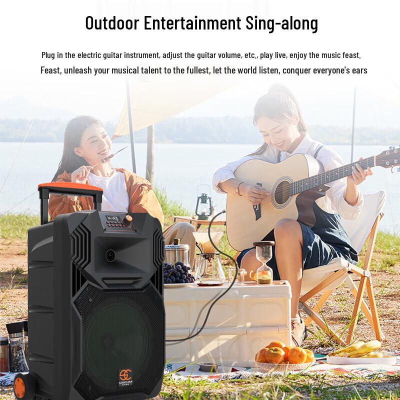 Songchuan SS1 12-inch Portable Outdoor Karaoke Speaker with Dual Wireless Mics (CN Version)