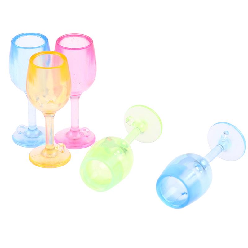 5Pcs 1:12 Doll Houses Colorful Wine Glass Cup Goblet Bar Drinking Miniature