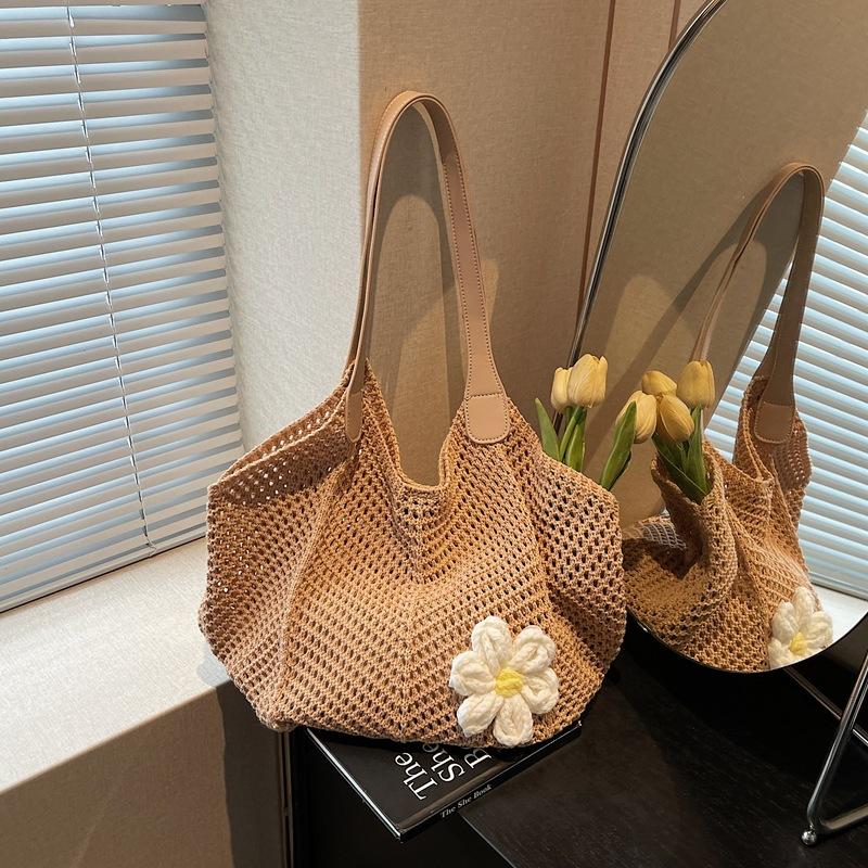 Summer Woven Bag Women's 2025 New Shoulder Bag Fashion Large Capacity Beach Vacation Tote Bag