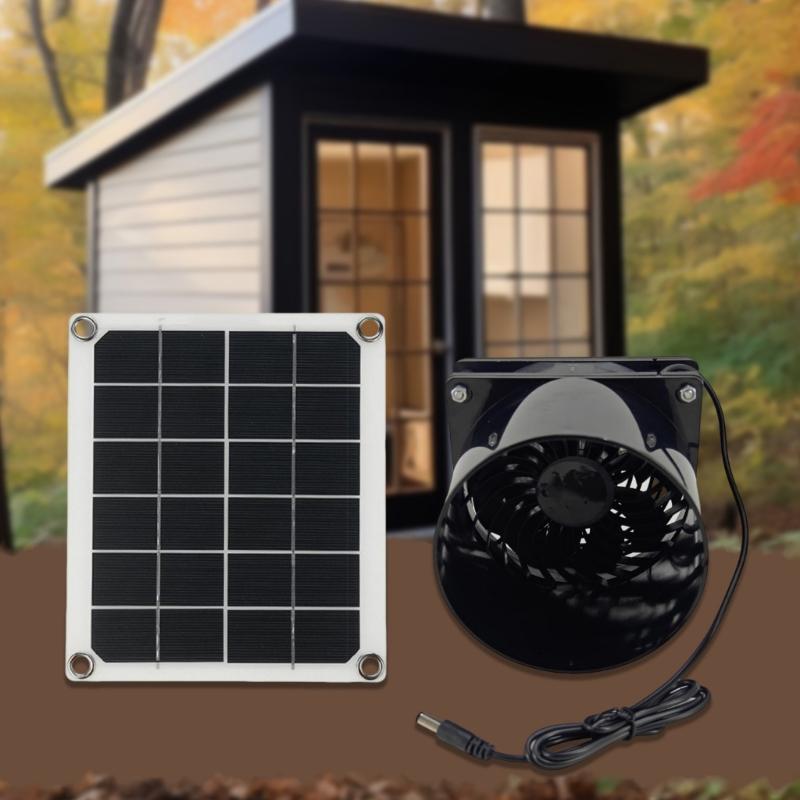 Solar Propelled Ventilation Fan ABS Plastic Detachable Plan Exemplary For Greenhouses Hydroponics Offices
