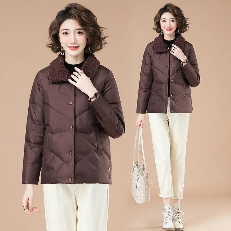 Jas Dames Korte Jas Kleine Katoenen Jas Dames Damesmode met Fleece Lamswol Katoen