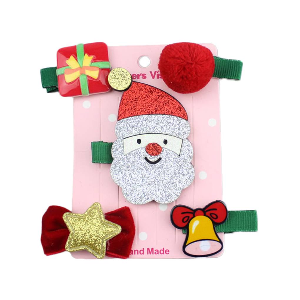 5pcs Christmas Hair Clip Hairpin Baby Girls Children Headdress Duckbill Clip Barrettes - Style 3