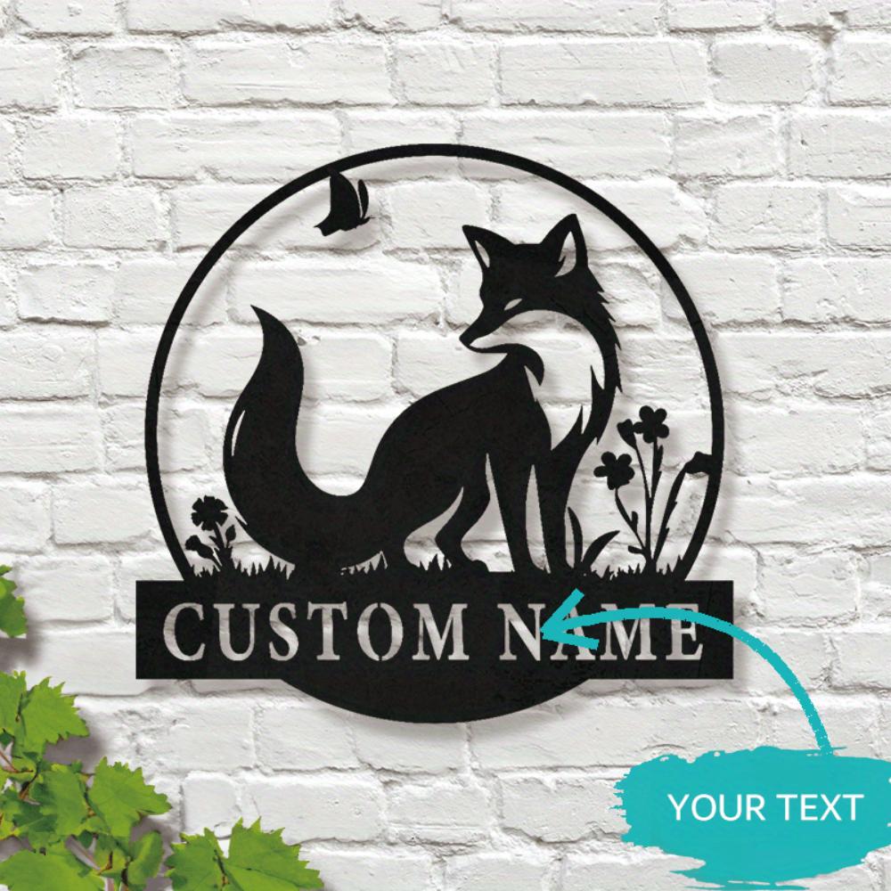 Metal Fox Wall Art Personalized Name Sign Home Decor Easy Hanging