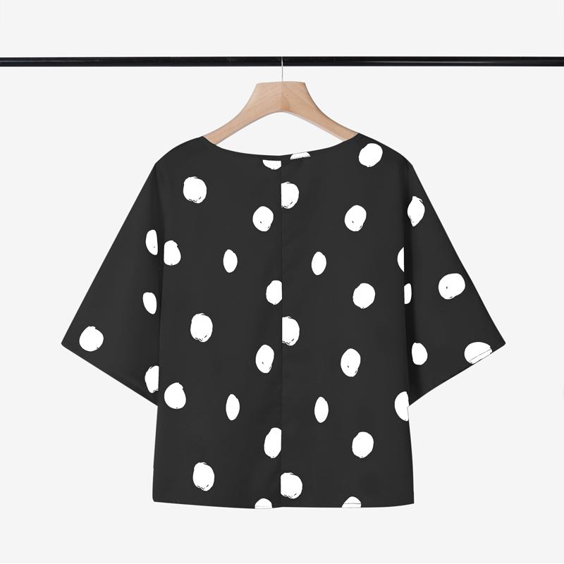 

ZANZEA Women Polak Dot Print Loose Casual Short Sleeve Blouse 5XL чёрный
