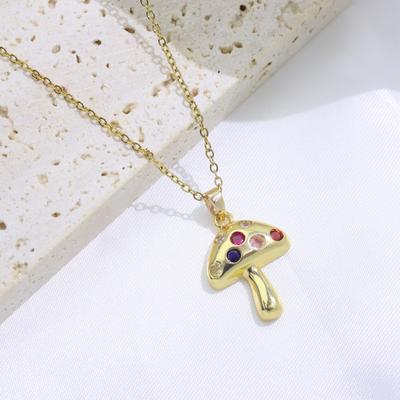 Simple Mushrooms Pendant Necklaces for Women Fashion Zirconia Necklace Wedding Party Jewelry Accessories
