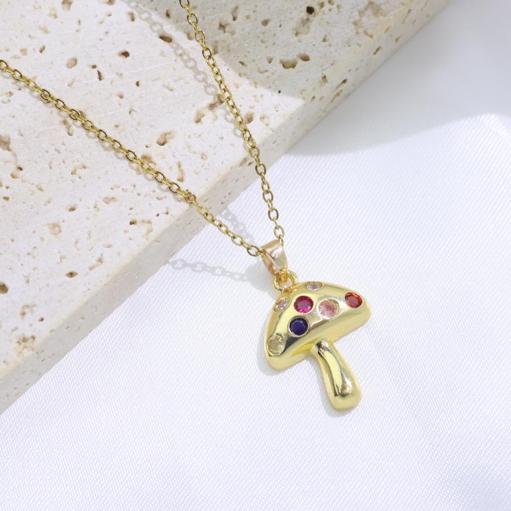 Simple Mushrooms Pendant Necklaces for Women Fashion Zirconia Necklace Wedding Party Jewelry Accessories