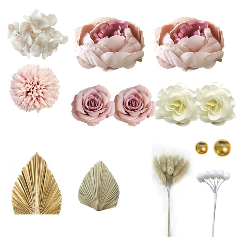 Kuchen Blatt Künstliche Rose Blume Kuchendekoration für Geburtstagsfeier Hochzeit Babyparty Themenpartyzubehör