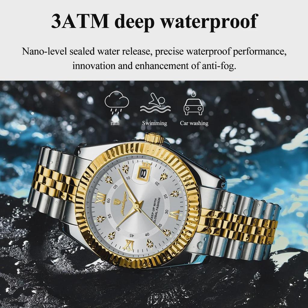 POEDAGAR Luxury Sport Wrist Watch For Man Waterproof Luminous Date Men Quartz Watch Stainless Steel Male Clock