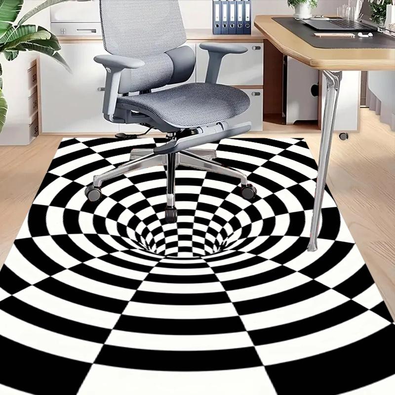 1PC Checkerboard Tunnel Extra Large Non Slip Floor Carpet, Office, Family, Bedroom, Studio Large Area Rug Indoor Rugs, Vibrant Colors