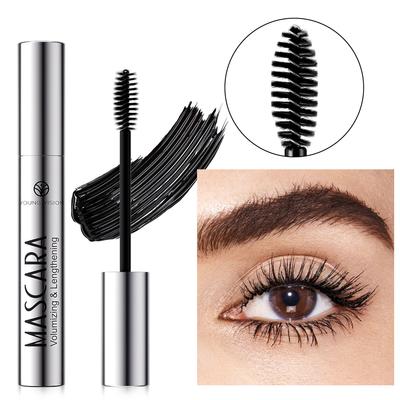 Silná voděodolná černá Curling Mascara Silver Tube Brushed Silk Fiber Mascara Eye Makeup