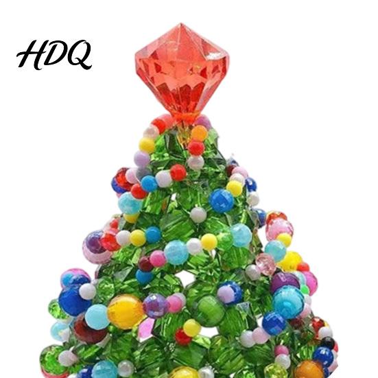 Festive Beaded Keychains Handmade Christmas Tree Ornament Sparkly Crystal Bead Mini DIY Craft Kits Tabletop Decor Hand-Woven Xmas Desktop Decoration