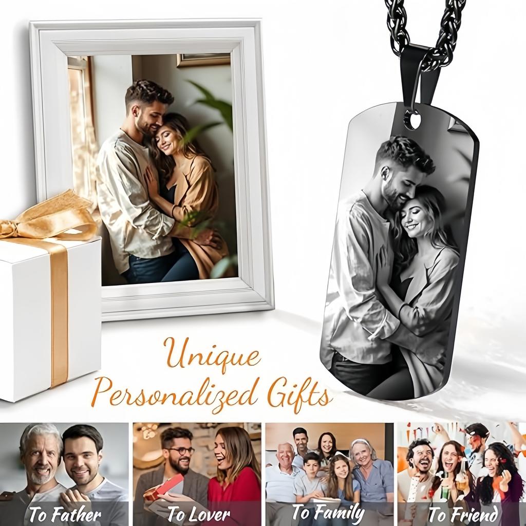 Jeshayuan Custom Picture Necklace Personalized Dog Tag/Disc/Heart Pendant Picture Jewelry Engraved Memory Chain with Photo