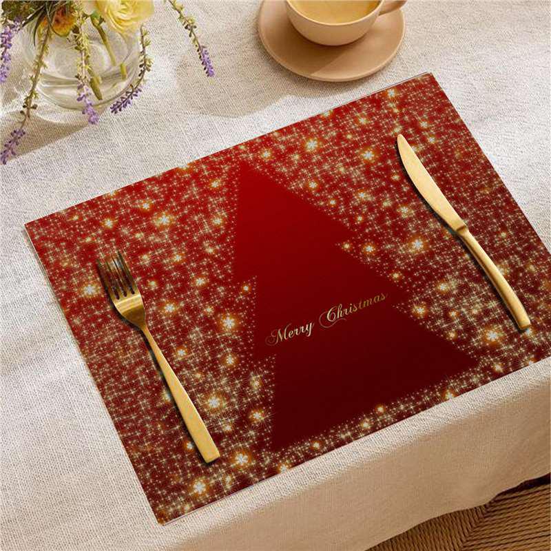 Christmas Digital Print Heat-Resistant Linen Placemat: European and American Birthday Party Table Decor